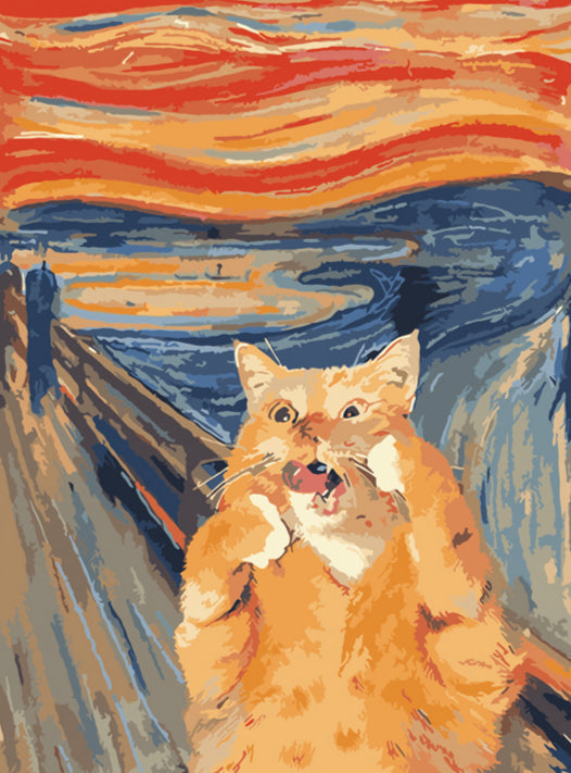 Gato Naranja Imitando El Grito de Edvard Munch Pintar por Números