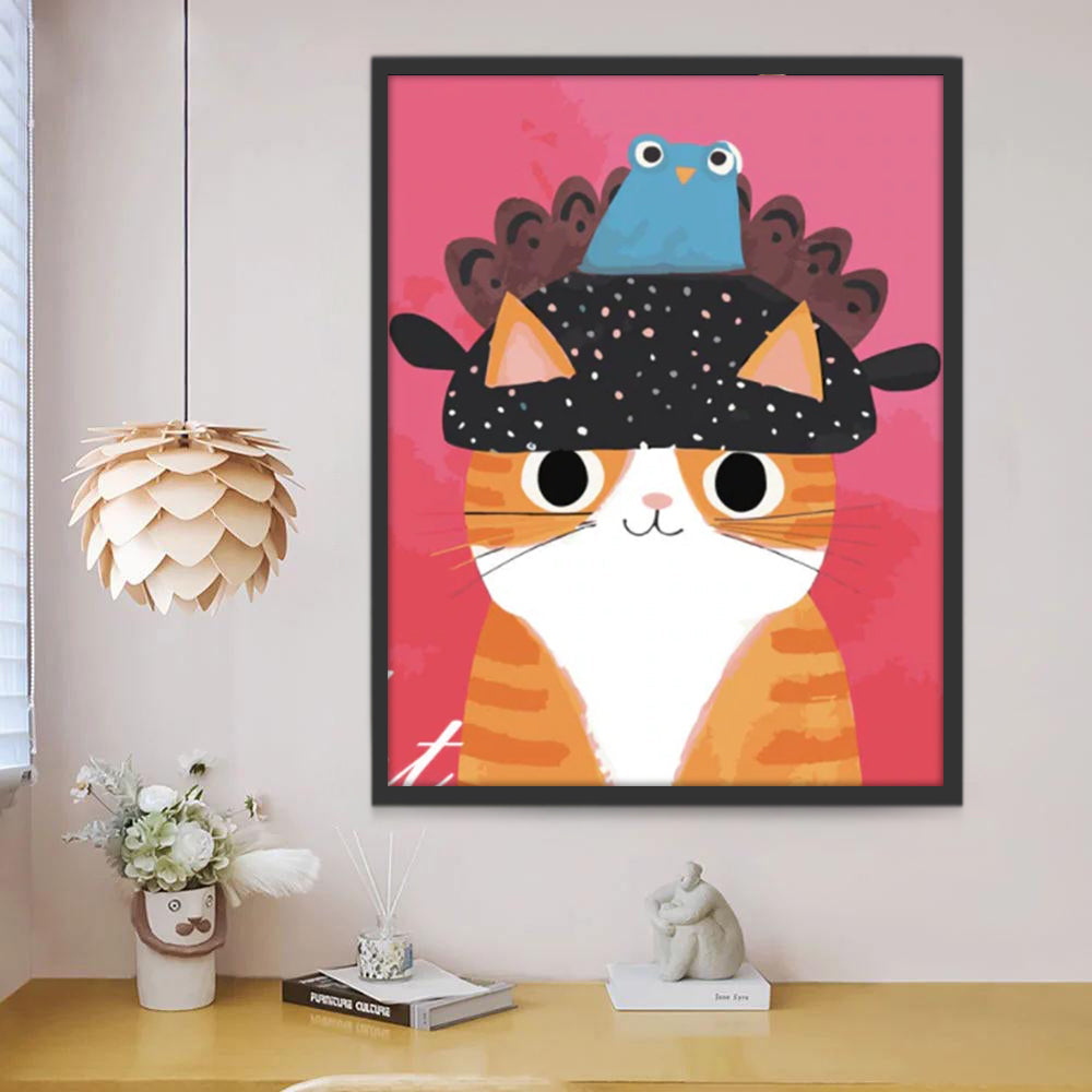 Gato Naranja y un Pájaro Pintar por Números