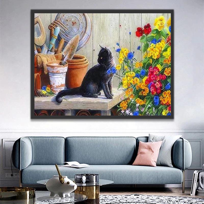 Gato Negro sobre la Mesa Pintar por Números