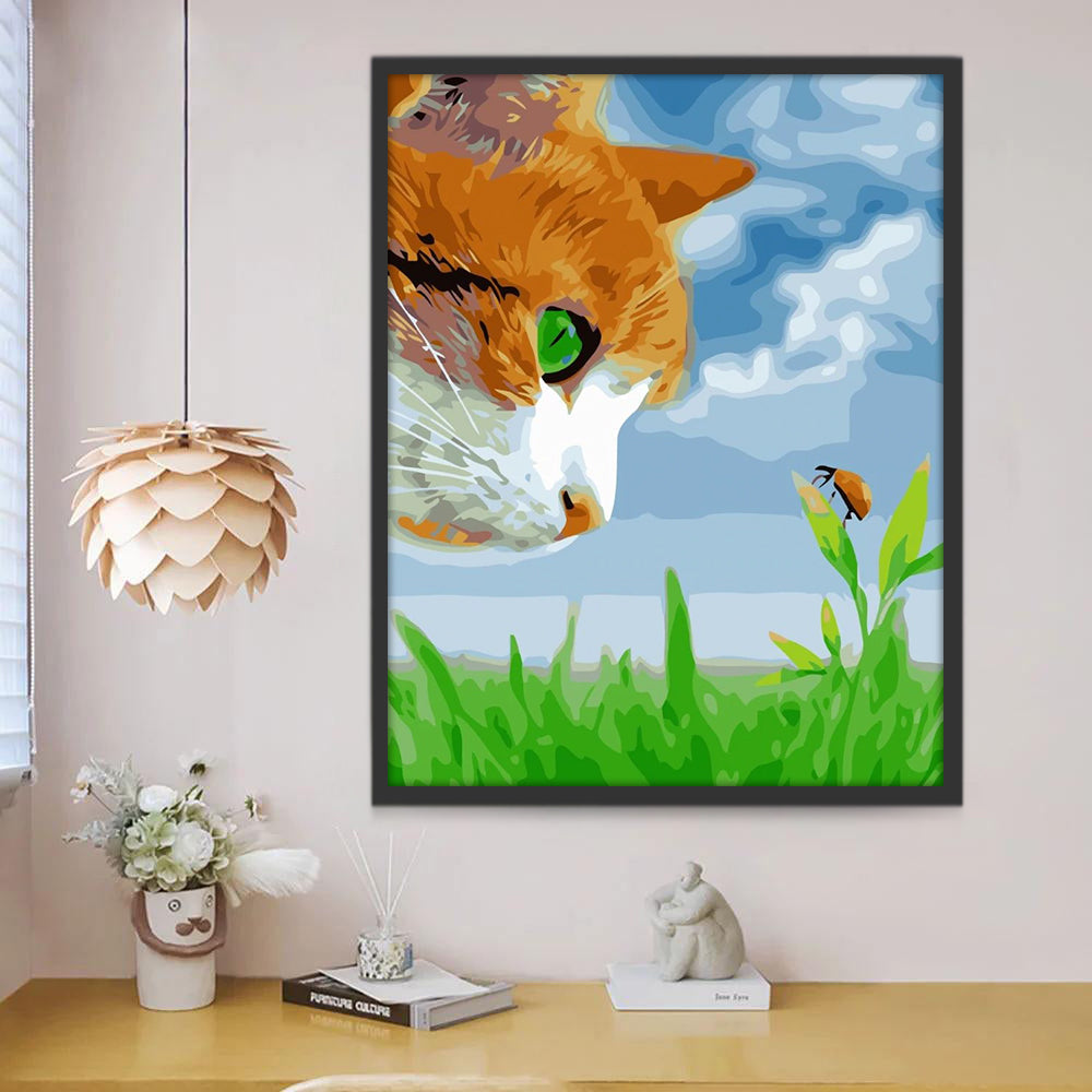 Gato Observando un Insecto de la Hierba Pintar por Números