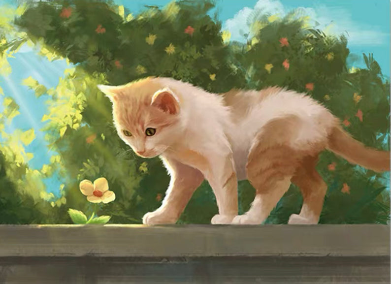 Gato Observando una Flor Pintar por Números