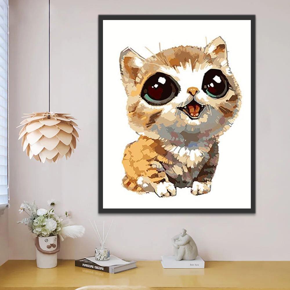 Gato Pequeño y Lindo con los Ojos Grandes Pintar por Números
