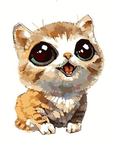 Gato Pequeño y Lindo con los Ojos Grandes Pintar por Números