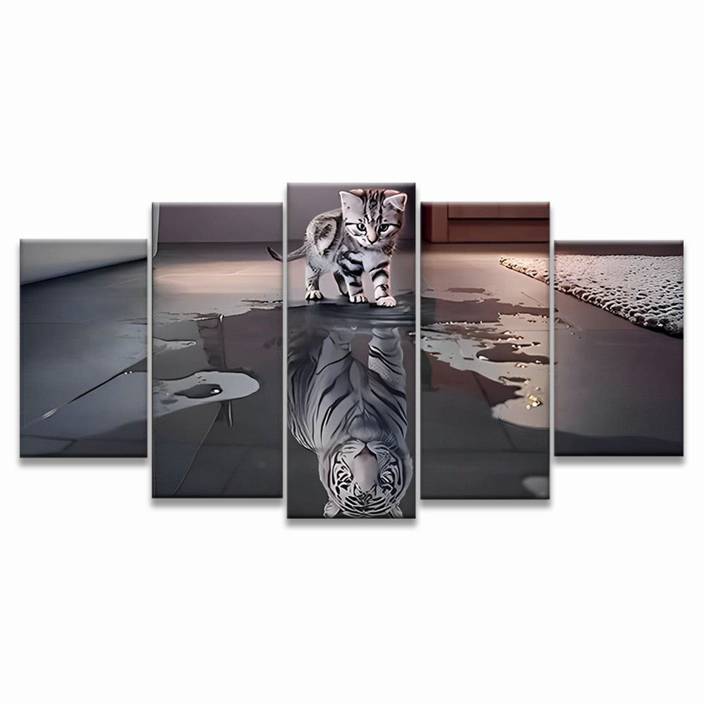 Gato Pequeño y Su Reflejo en el Agua 5 Partes Pintar por Números