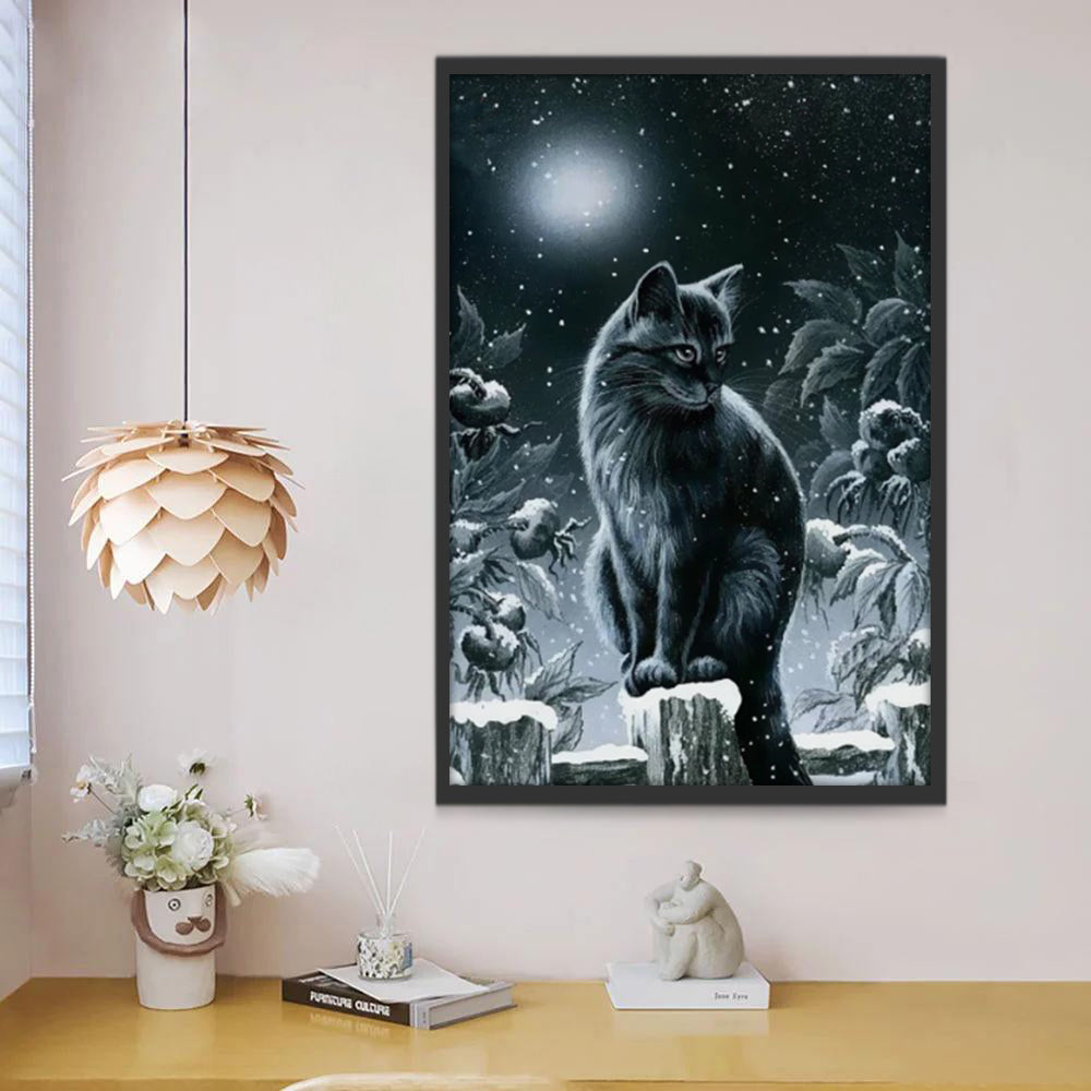 Gato Sentado sobre la Madera en Invierno Pintar por Números