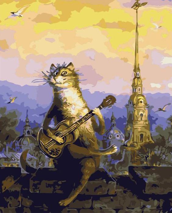 Gato Tocando Guitarra Pintar por Números