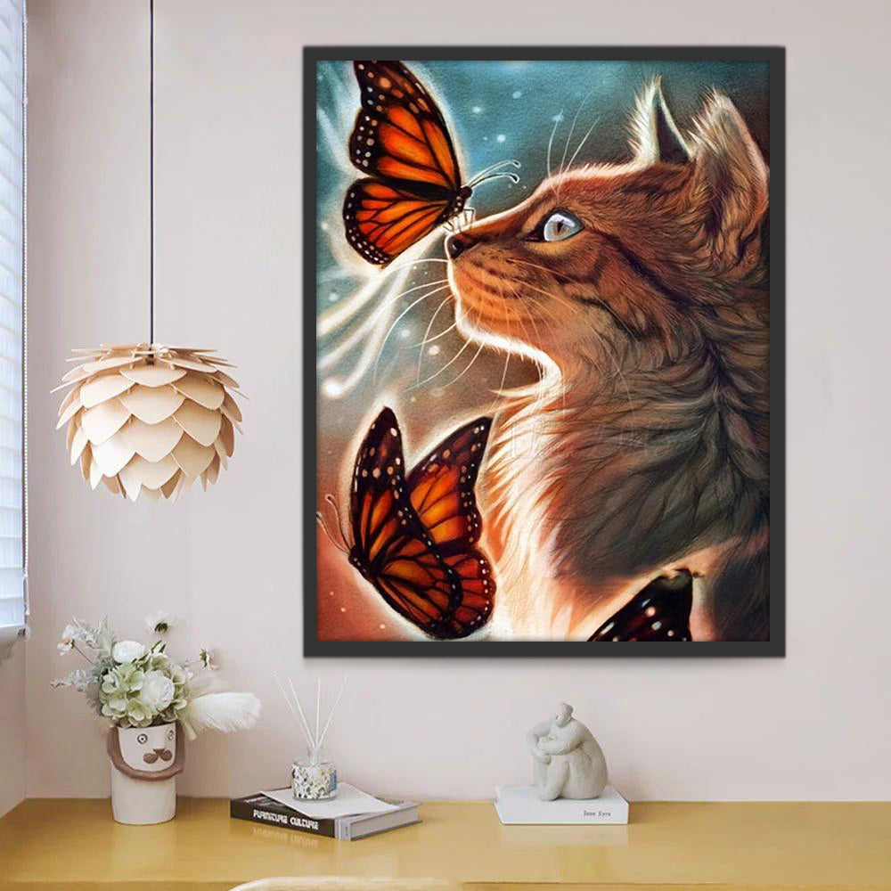 Gato Tocando Las Mariposas con Su Nariz Pintar por Números