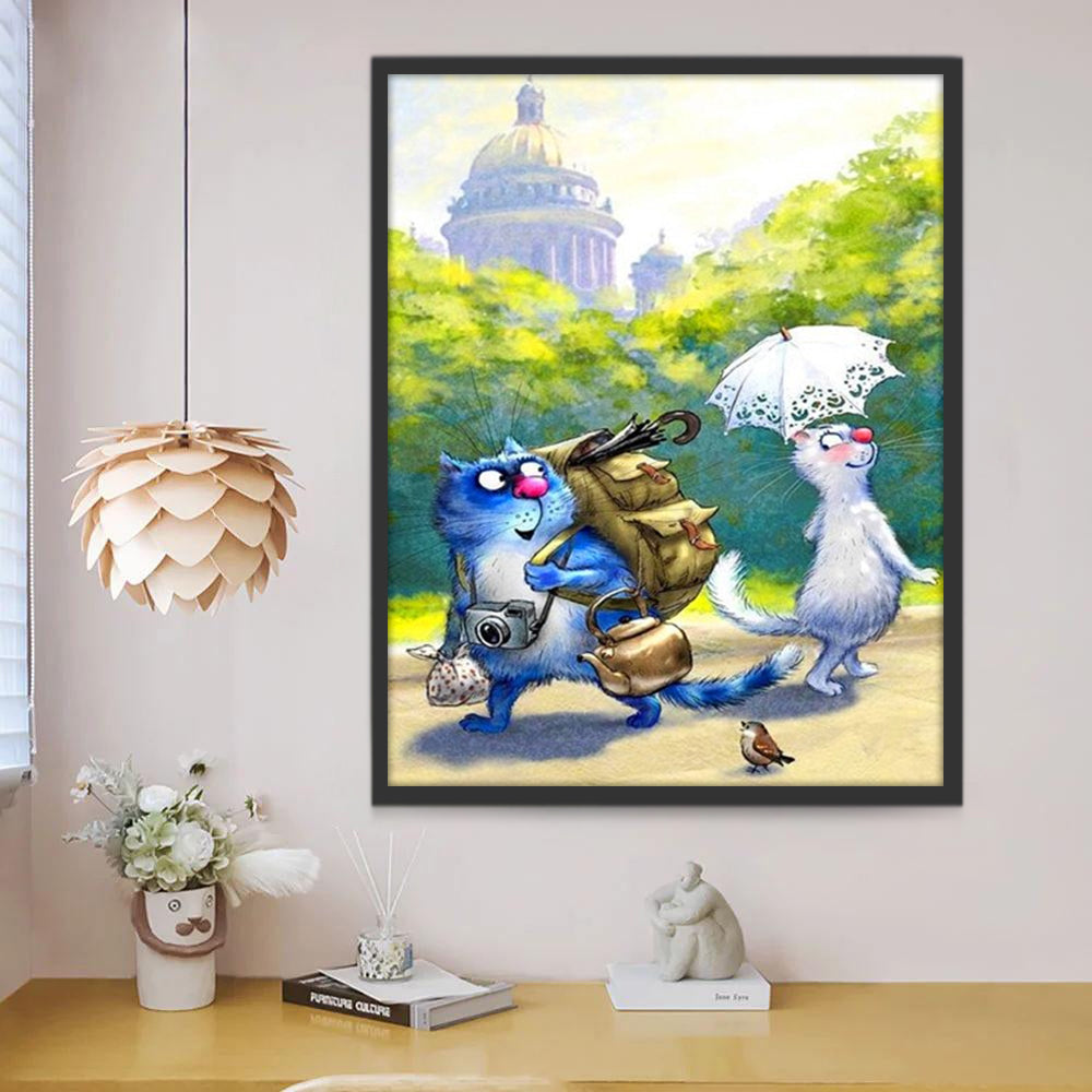 Gato Vagabundo y Gata Blanca Pintar por Números