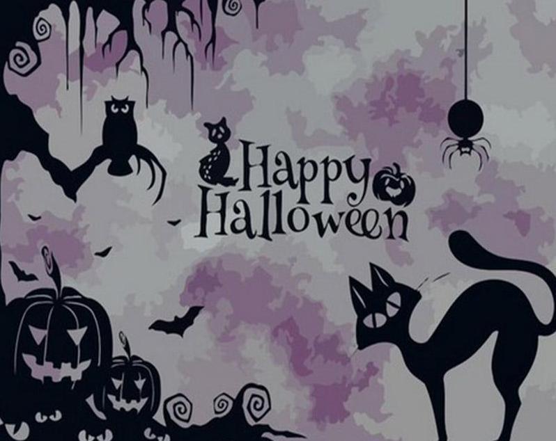 Gato y Halloween Pintar por Números