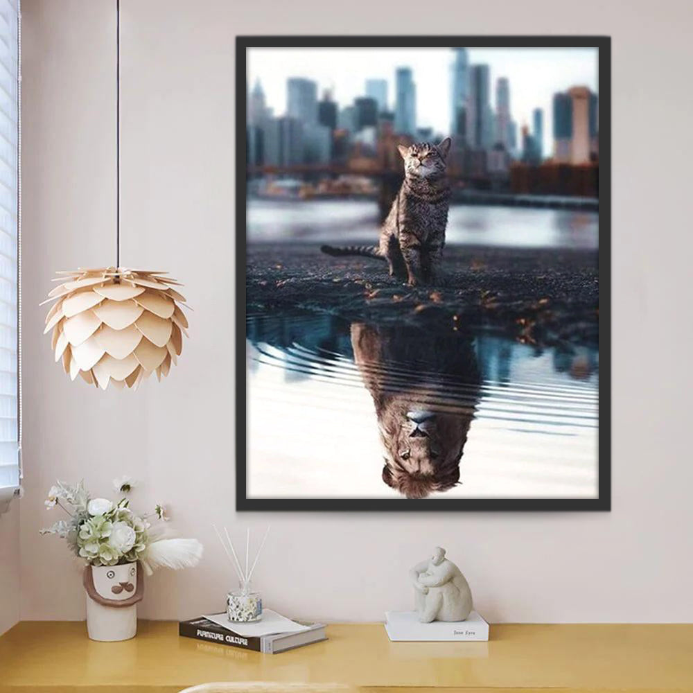 Gato y León en el Agua Pintar por Números