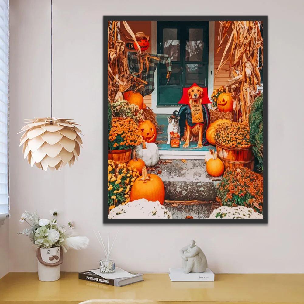 Gato y Perro en Halloween Pintar por Números