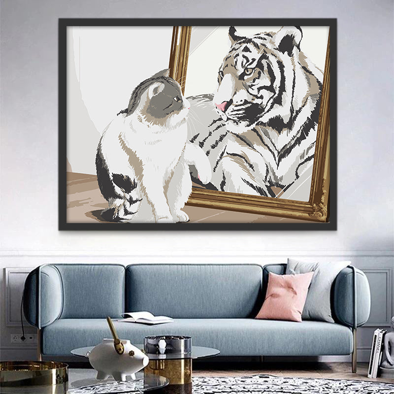 Gato y Tigre en el Espejo Pintar por Números