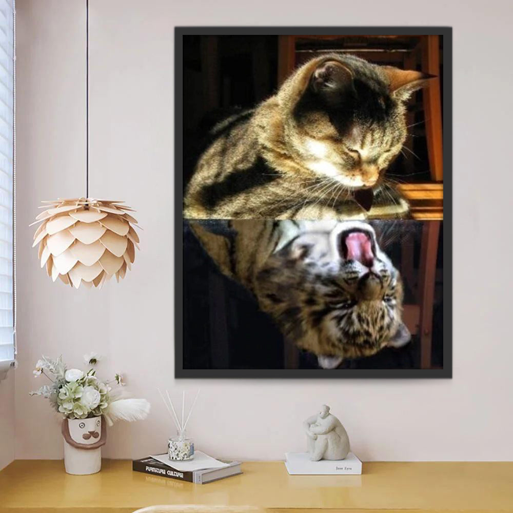 Gato y Tigre en el Espejo Pintar por Números