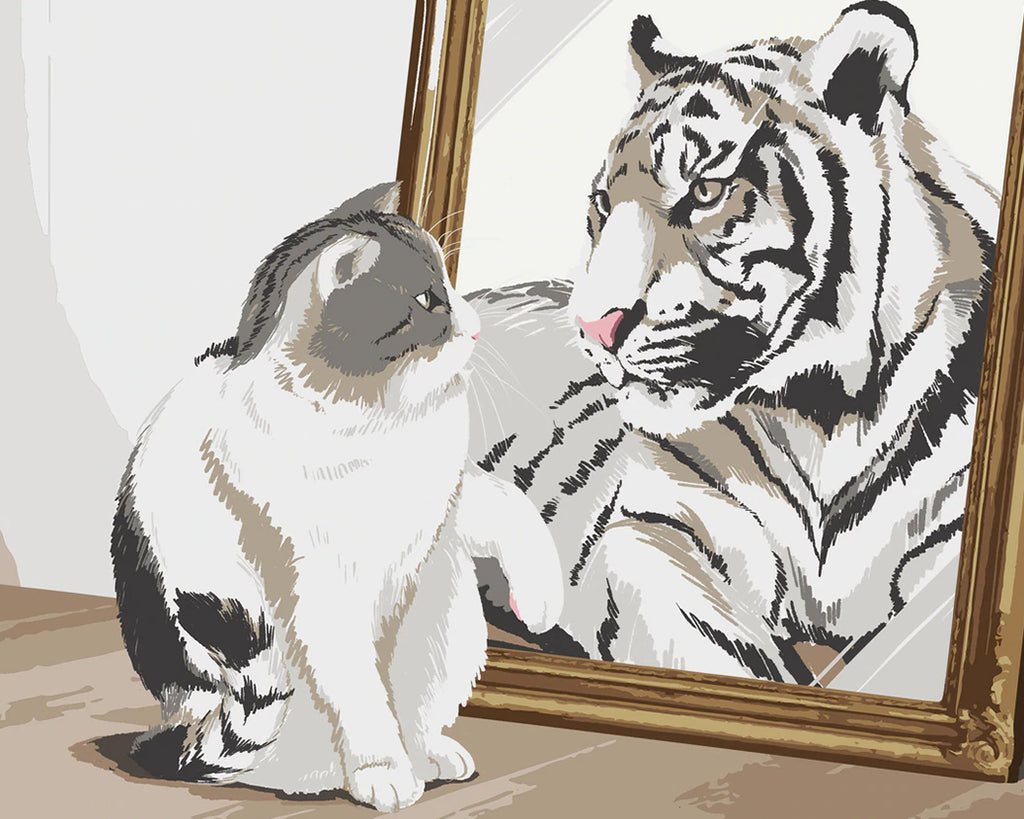 Gato y Tigre en el Espejo Pintar por Números