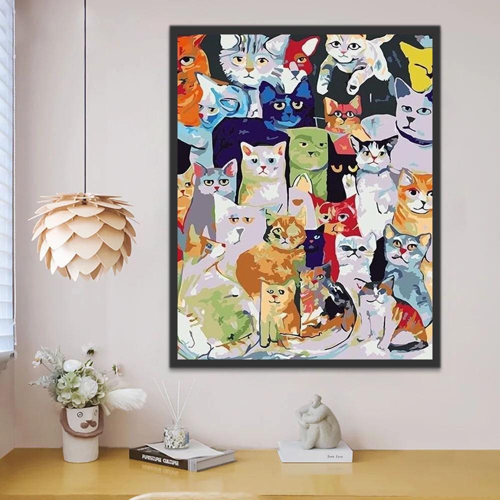 Gatos Abstractos de Razas Diferentes Pintar por Números