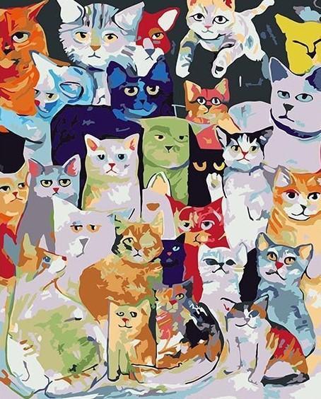 Gatos Abstractos de Razas Diferentes Pintar por Números