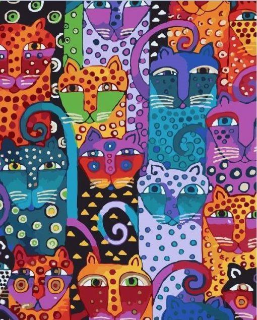 Gatos Abstractos en Color Pintar por Números