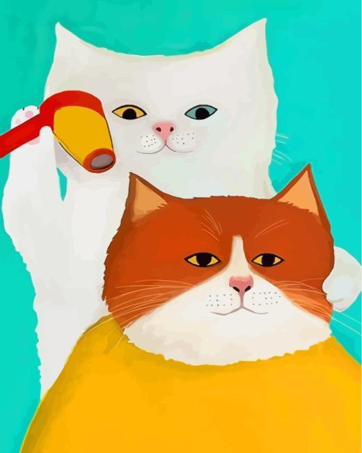 Gatos en la Peluquería Pintar por Números Niños