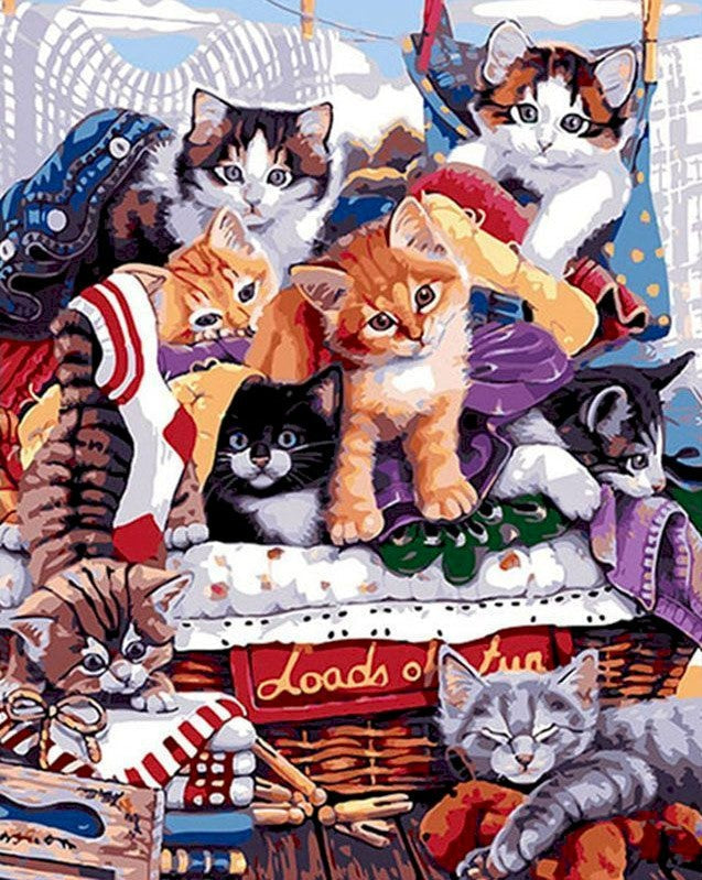 Gatos Jugando en la Manta Pintar por Números
