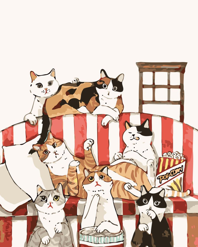 Gatos Jugando sobre el Sofá Pintar por Números