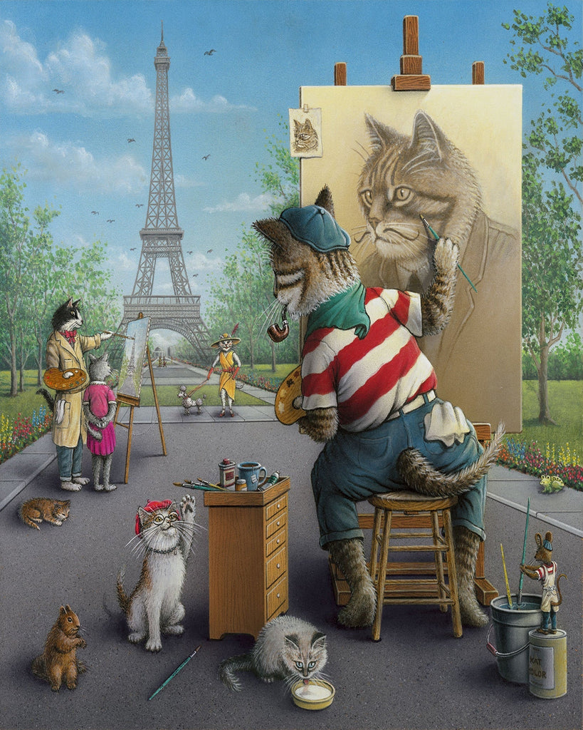 Gatos Pintando en la Calle de París Pintar por Números