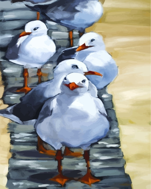 Gaviotas sobre Puente de Piedras Pintar por Números