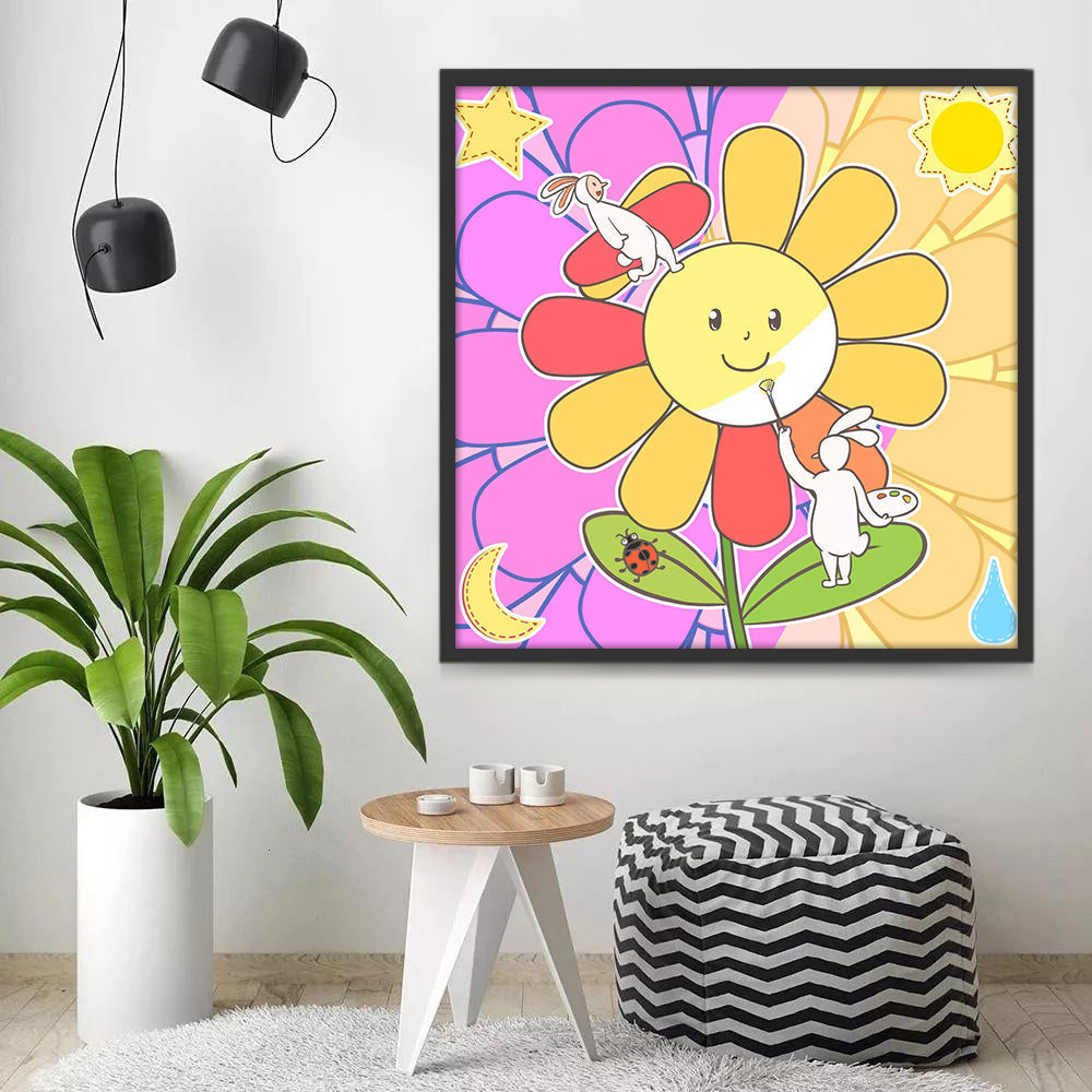Girasol Adorable en Estilo de Dibujo Animado Pintar por Números Niños