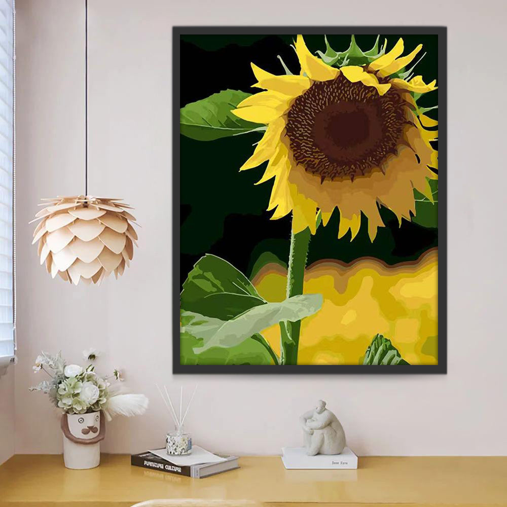 Girasol Alto con Fondo Difuso Pintar por Números