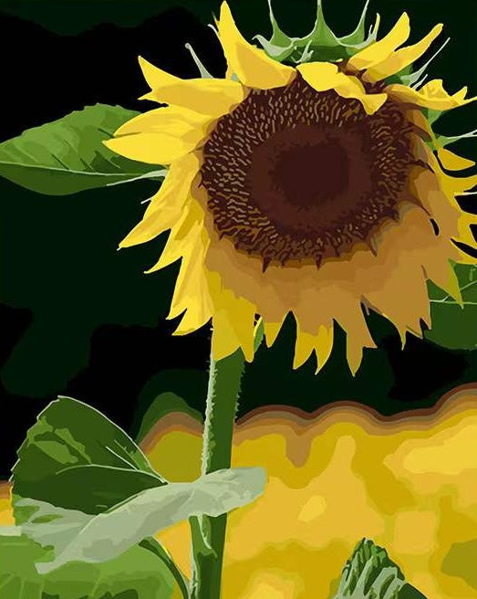Girasol Alto con Fondo Difuso Pintar por Números