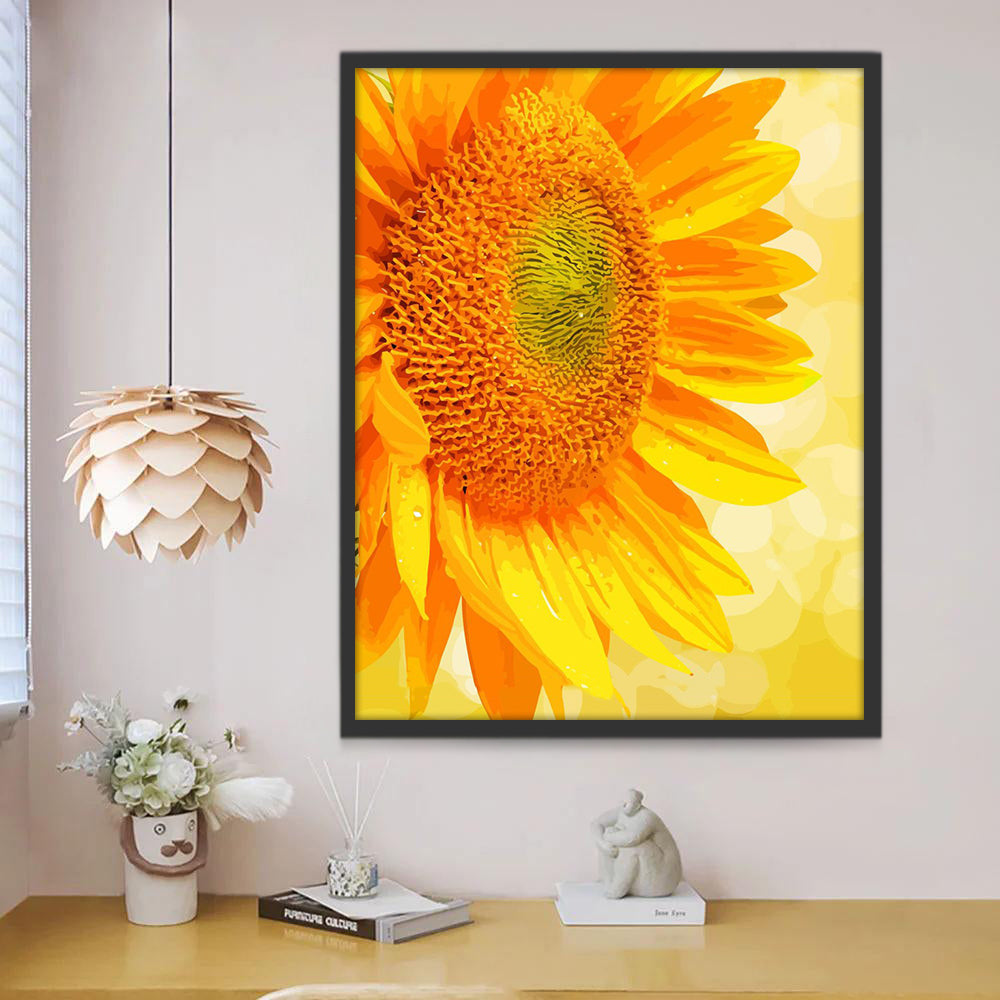 Girasol Bonito con Gotas de Agua Pintar por Números