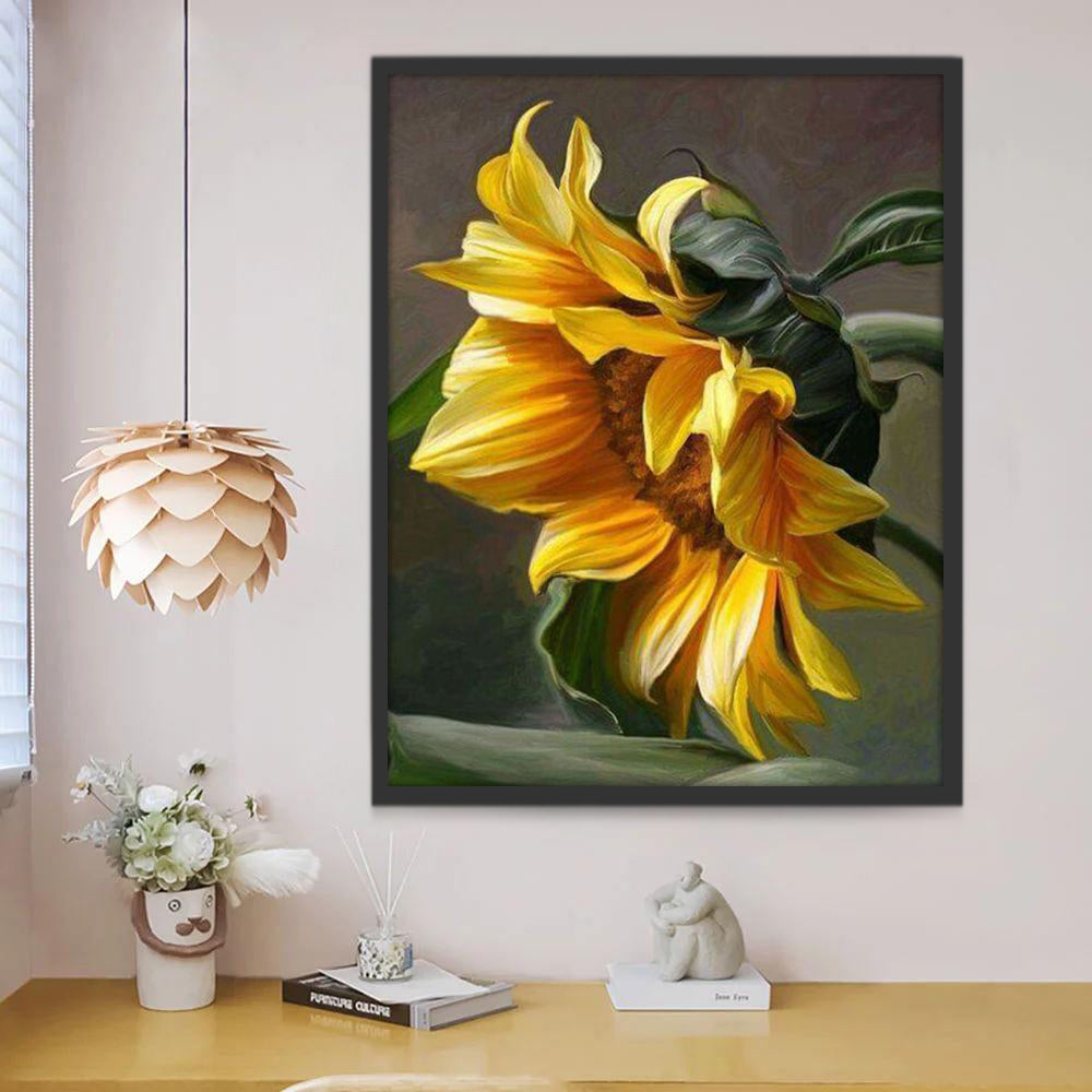 Girasol con Fondo de Color Oscuro Pintar por Números