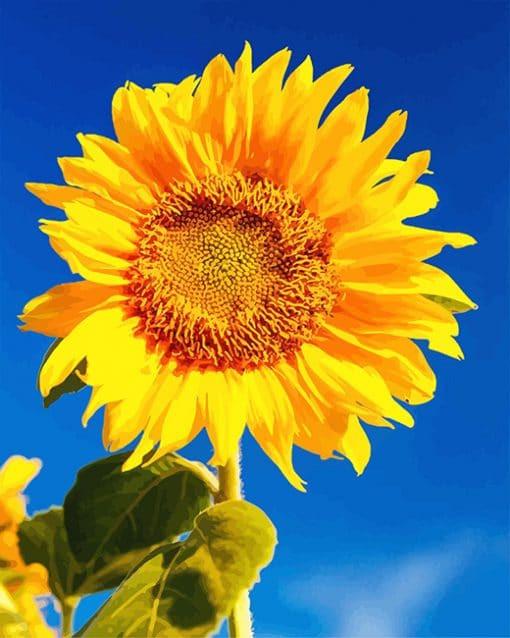 Girasol de Color Amarillo Brillante con Cielo Azul Pintar por Números