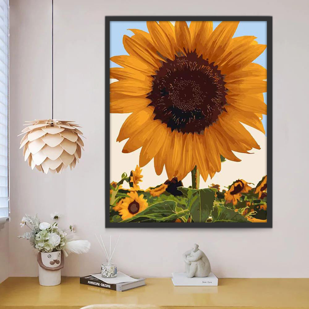 Girasol Gigante en un Campo de Girasoles Pintar por Números
