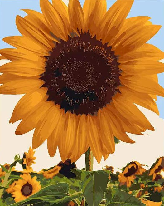Girasol Gigante en un Campo de Girasoles Pintar por Números