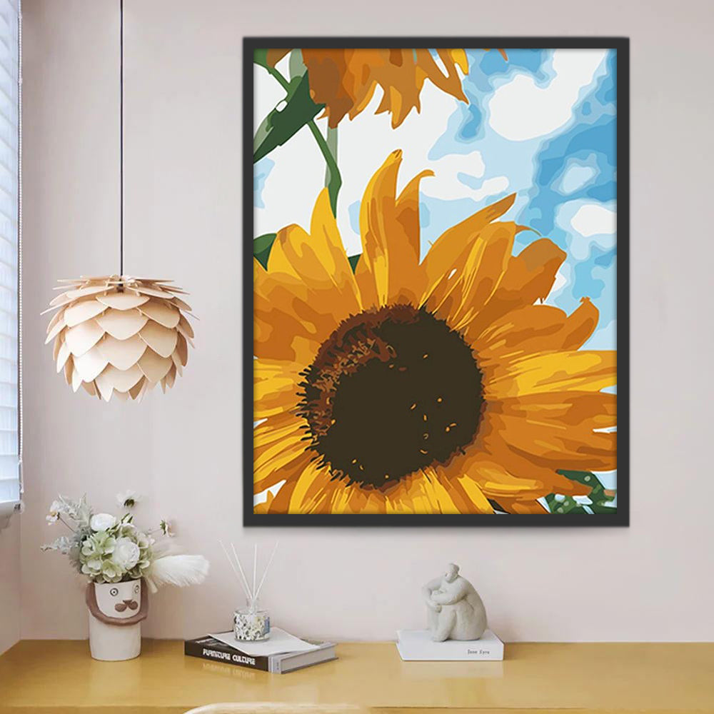 Girasoles Amarillos con Fondo de Cielo Azul Pintar por Números