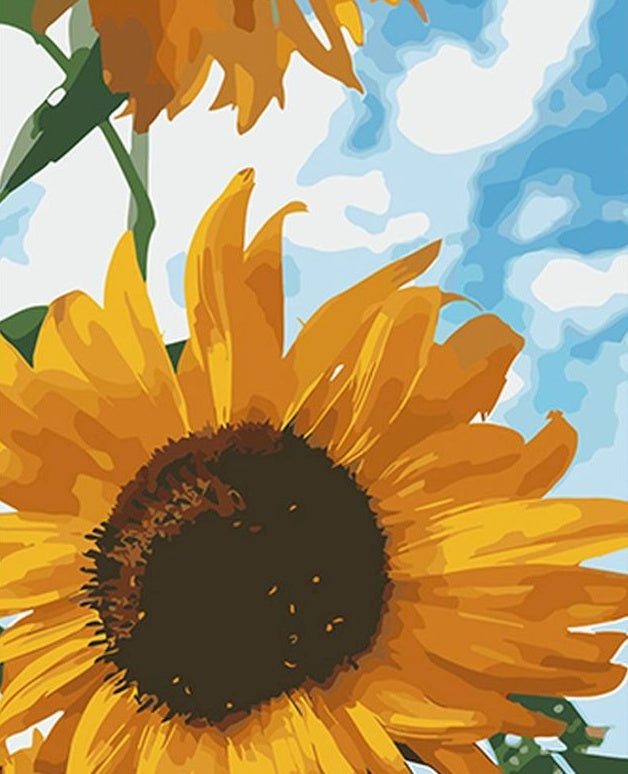 Girasoles Amarillos con Fondo de Cielo Azul Pintar por Números