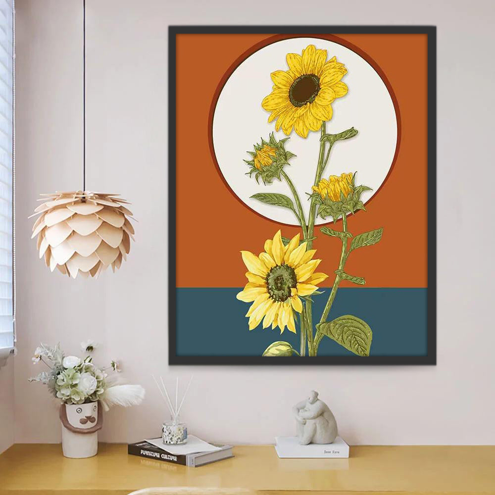Girasoles con Fondo de Dos Colores Pintar por Números