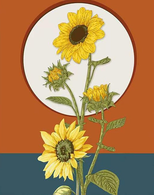 Girasoles con Fondo de Dos Colores Pintar por Números
