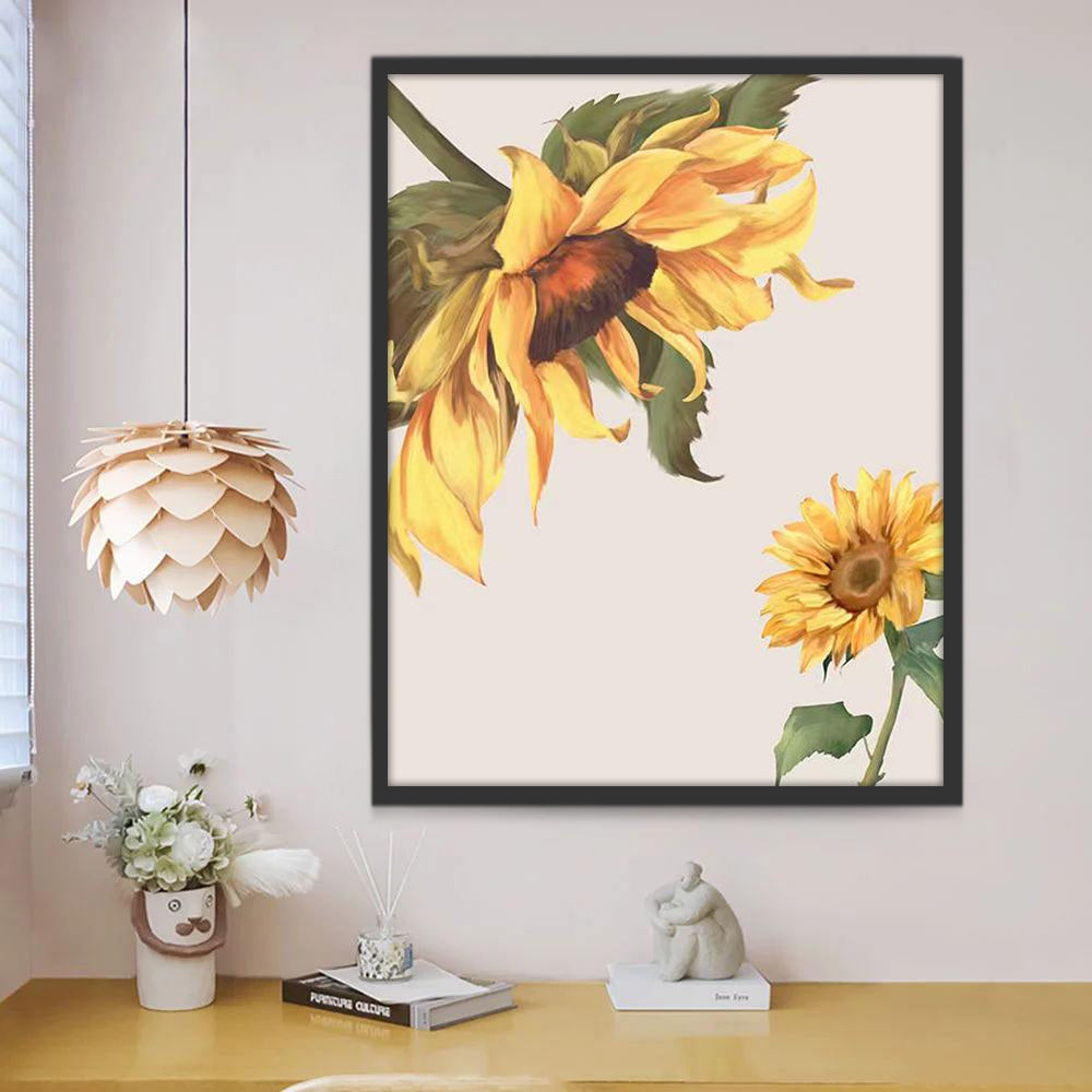 Girasoles Dibujados en el Borde de Cuadro Pintar por Números