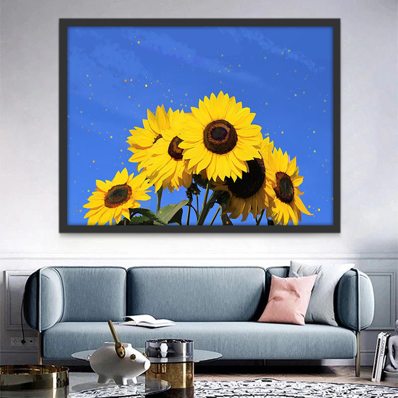 Girasoles Hermosos con Fondo de Cielo Azul Pintar por Números