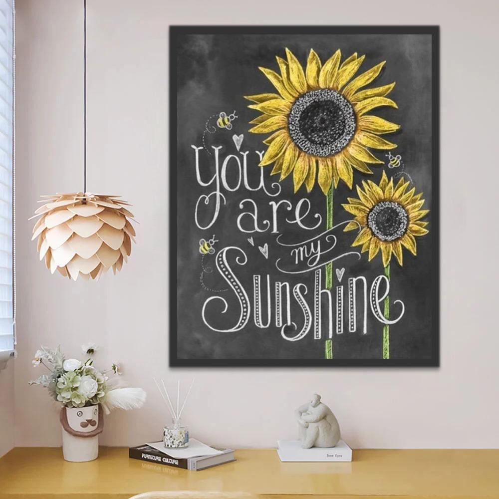 Girasoles Pintados por Tizas en la Pizarra Pintar por Números