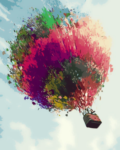 Globo Aerostático Colorido en el Cielo Pintar por Números