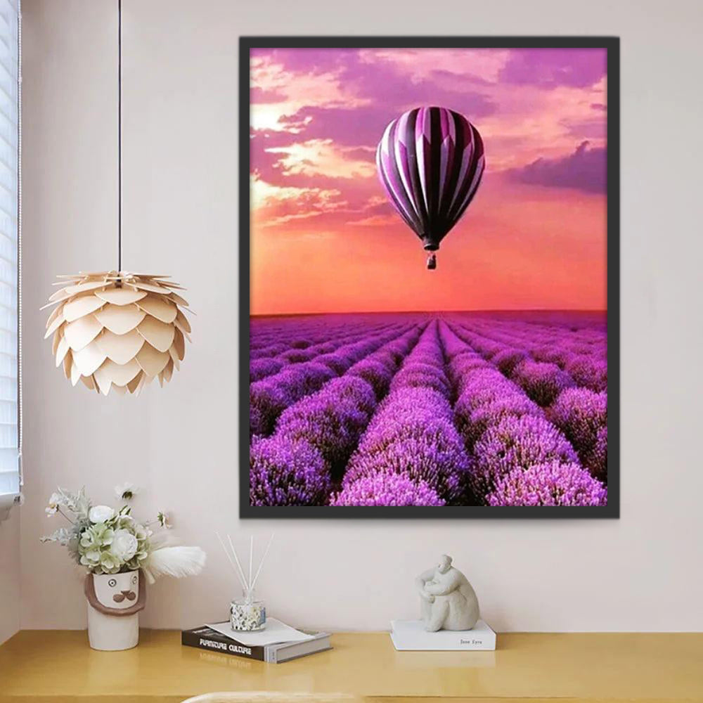 Globo Aerostático y Campo de Lavanda Pintar por Números