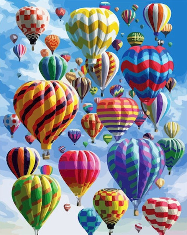 Globos Aerostáticos en el Cielo Azul Pintar por Números