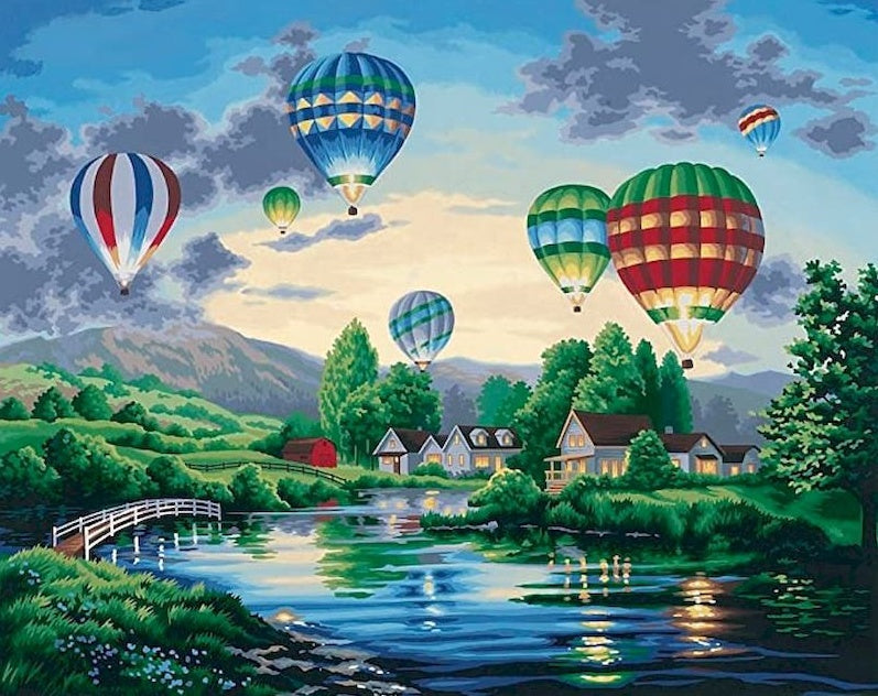 Globos Aerostáticos sobre el Pueblo Pintar por Números