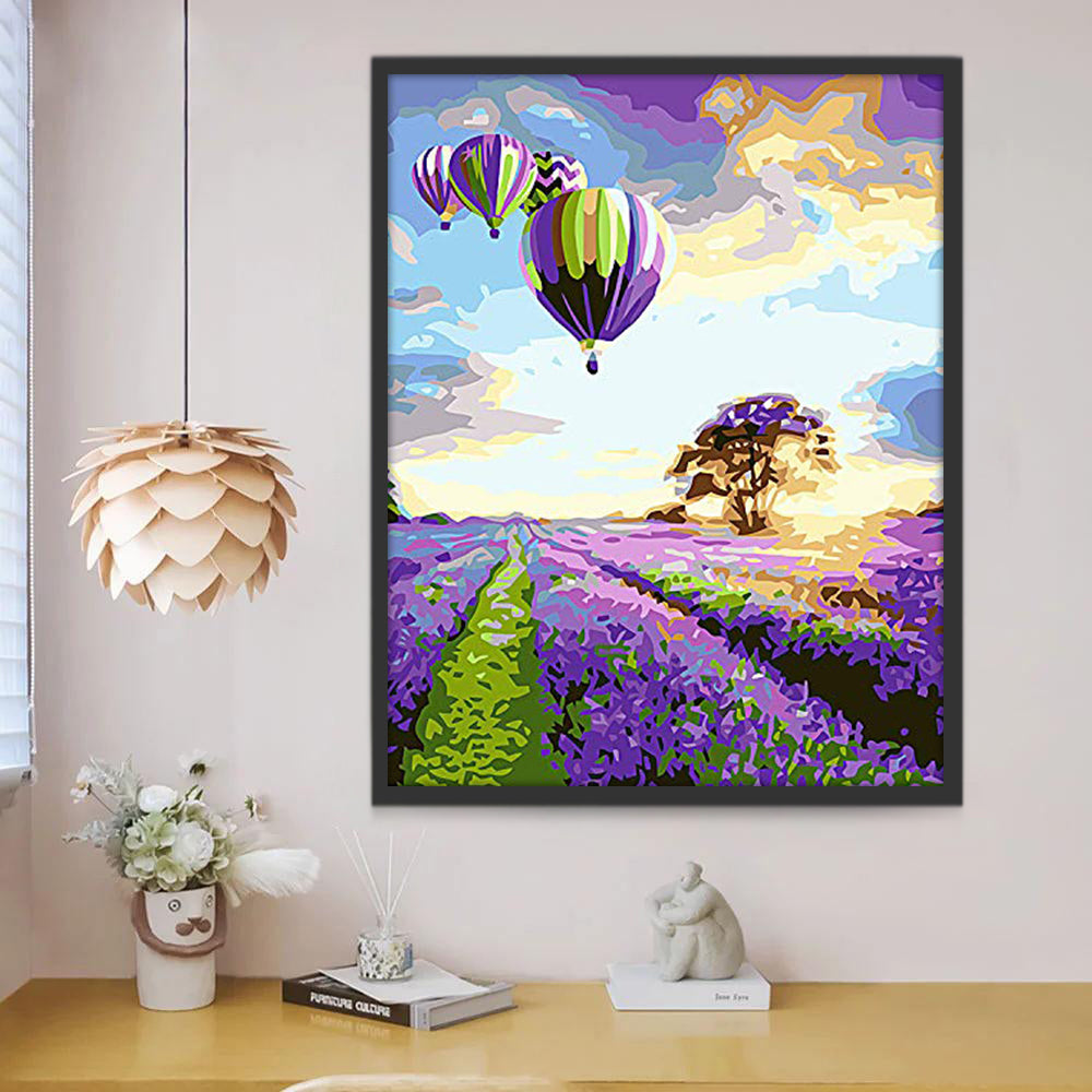 Globos Aerostáticos sobre Lavándula Pintar por Números