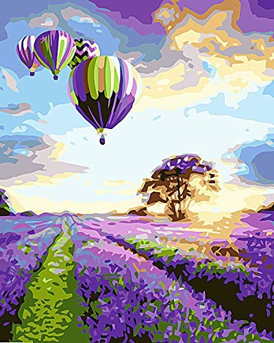 Globos Aerostáticos sobre Lavándula Pintar por Números