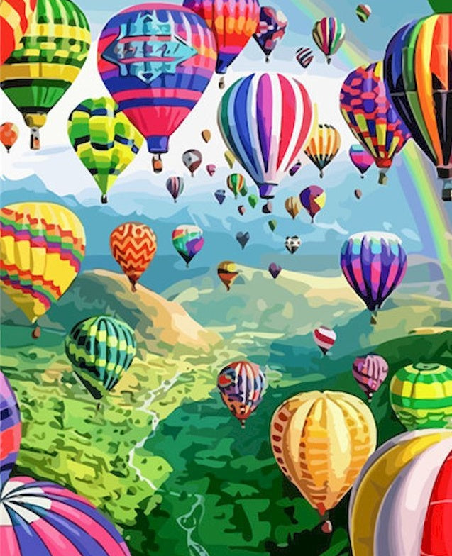 Globos Aerostáticos sobre Montañas Pintar por Números