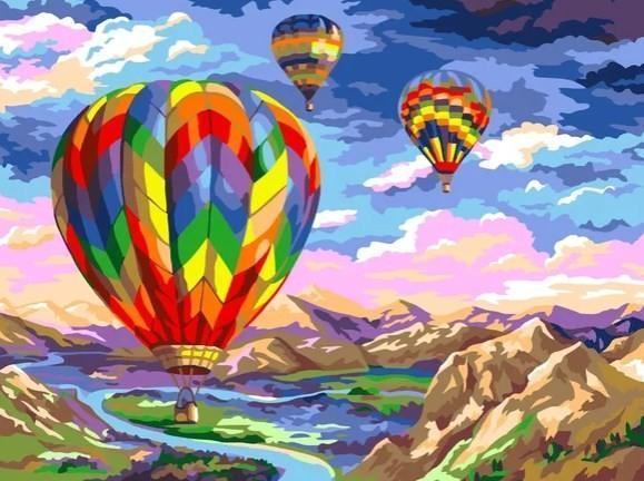 Globos Aerostáticos Volando sobre Valle Pintar por Números