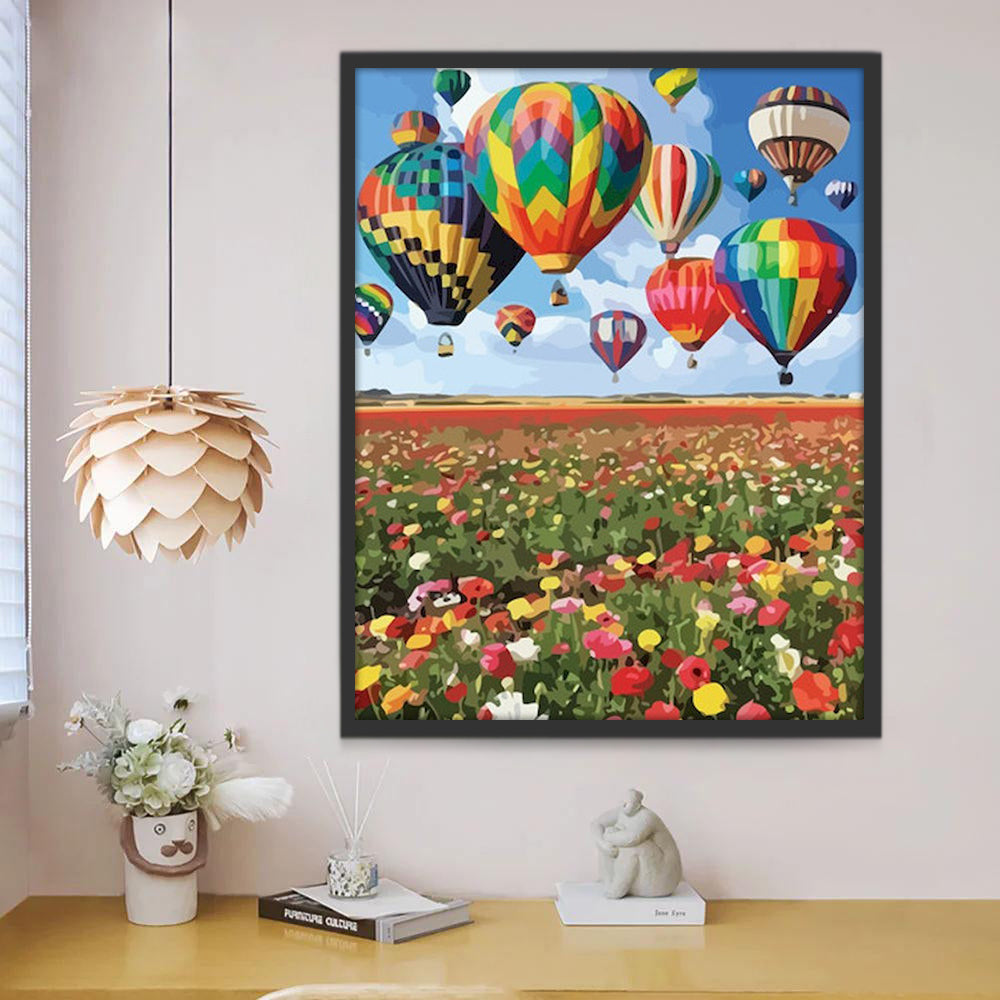 Globos Aerostáticos y Campo de Flores Pintar por Números